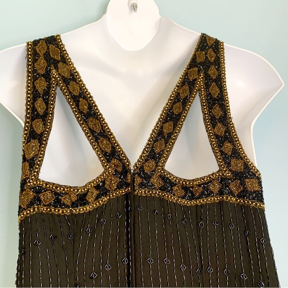 Landmark Vintage 100% Silk black and gold fully beaded evening gown Art Deco 2X - Picture 4 of 14